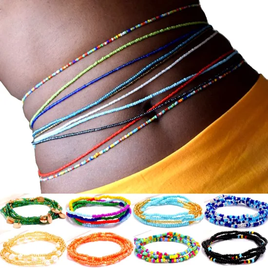 Chaîne de perles de taille africaine, chaîne de ventre superposée, bijoux de taille