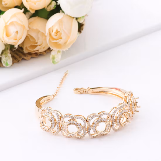 Chaîne de taille tendance de luxe, 5 fleurs, or jaune 10K/14K/18K, Bracelet en Moissanite, rond de 6.5mm, diamant Vvs Moissanite, bijoux personnalisés